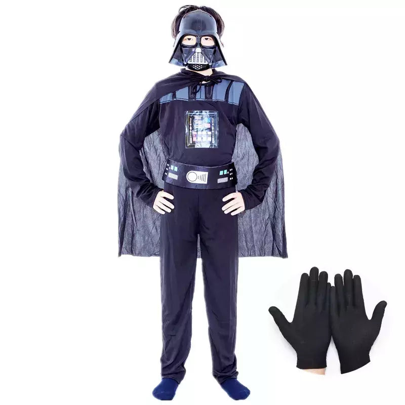 Meninos clássico filme máscara traje impresso dos desenhos animados darth vader capa armadura macacão halloween crianças fantasia cosplay traje