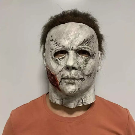 Máscara de látex masculina Michael Myers, rosto cheio, rímel, Rave Cosplay, filmes, brinquedos complicados, terror, fantasias extravagantes, máscara de terror