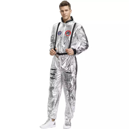 Halloween natal prata spaceman masculino feminino espaço terno adulto crianças astronauta traje festa de família vestir-se presente aniversário