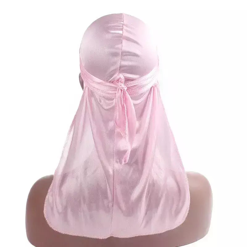Elasticidade baotou boné faixas de cabelo simulação sedosa durag cauda longa chapéu pirata bandana turbante para crianças criança fita acessórios