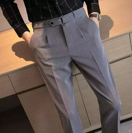 Calça de negócios justa masculina recortada, calça reta elástica, terno masculino de alfaiataria social, estiramento formal tressed, verão, 9 calças recortadas