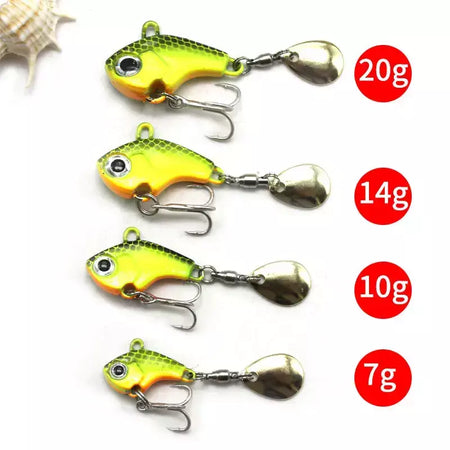 Isca de pesca 5g-20g oscilação rotativa metal vib vibração isca girador colher gabarito mar iscas artificiais duras lantejoulas enfrentar