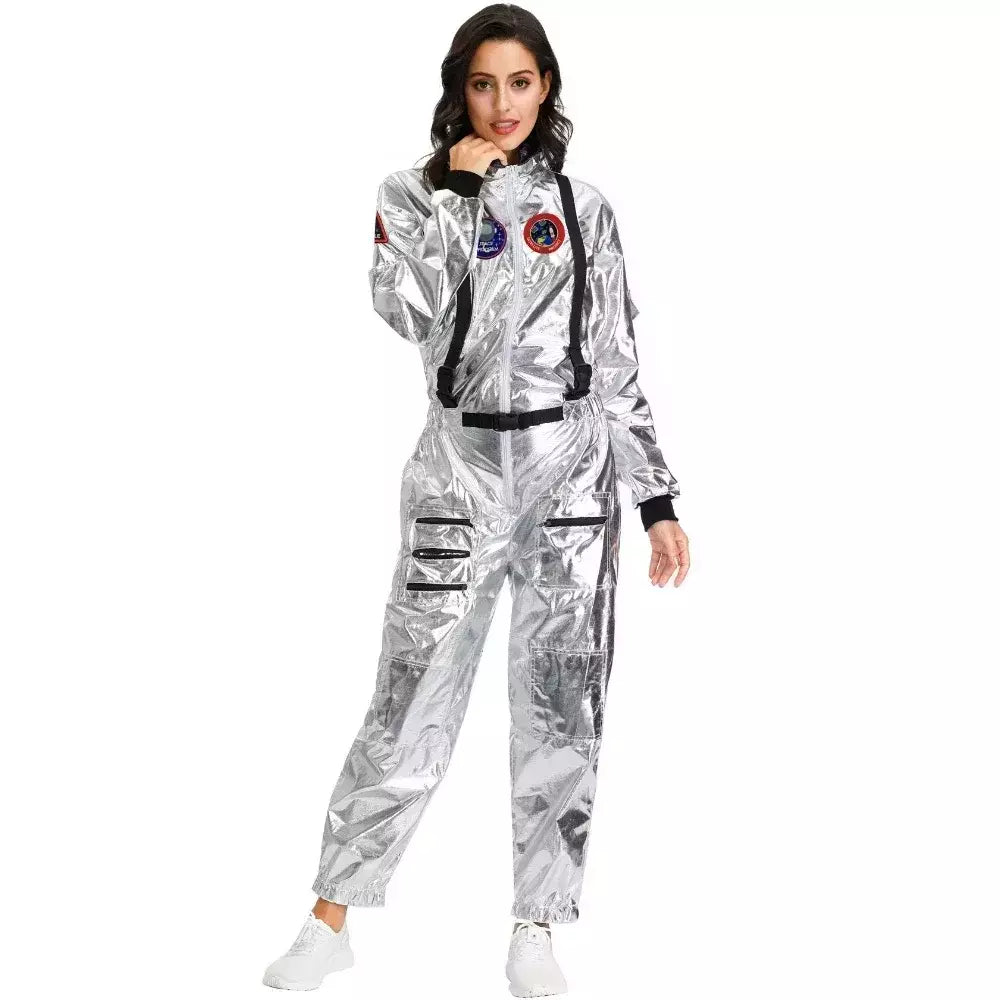 Halloween natal prata spaceman masculino feminino espaço terno adulto crianças astronauta traje festa de família vestir-se presente aniversário