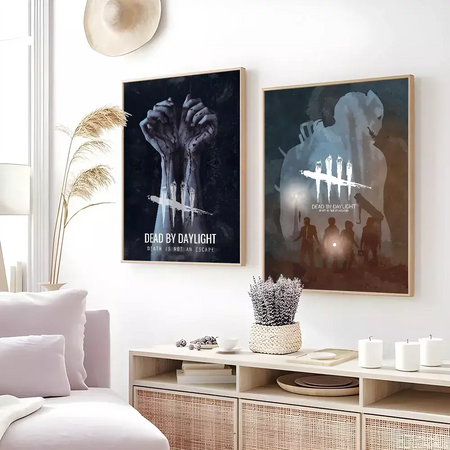 Jogo d-dead by d-daylight horror aterrorizante cartaz pegajoso impressão de arte de parede à prova dwaterproof água casa sala de estar barra decoração estética