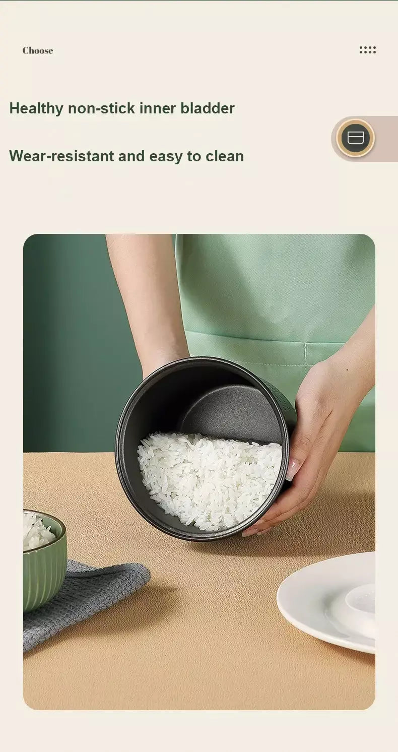 Mini panela de arroz automática, cozinha doméstica, máquina de cozinhar elétrica, 1-2 pessoas, aquecedor de alimentos, vaporizador, 1,2l, panela de arroz pequena