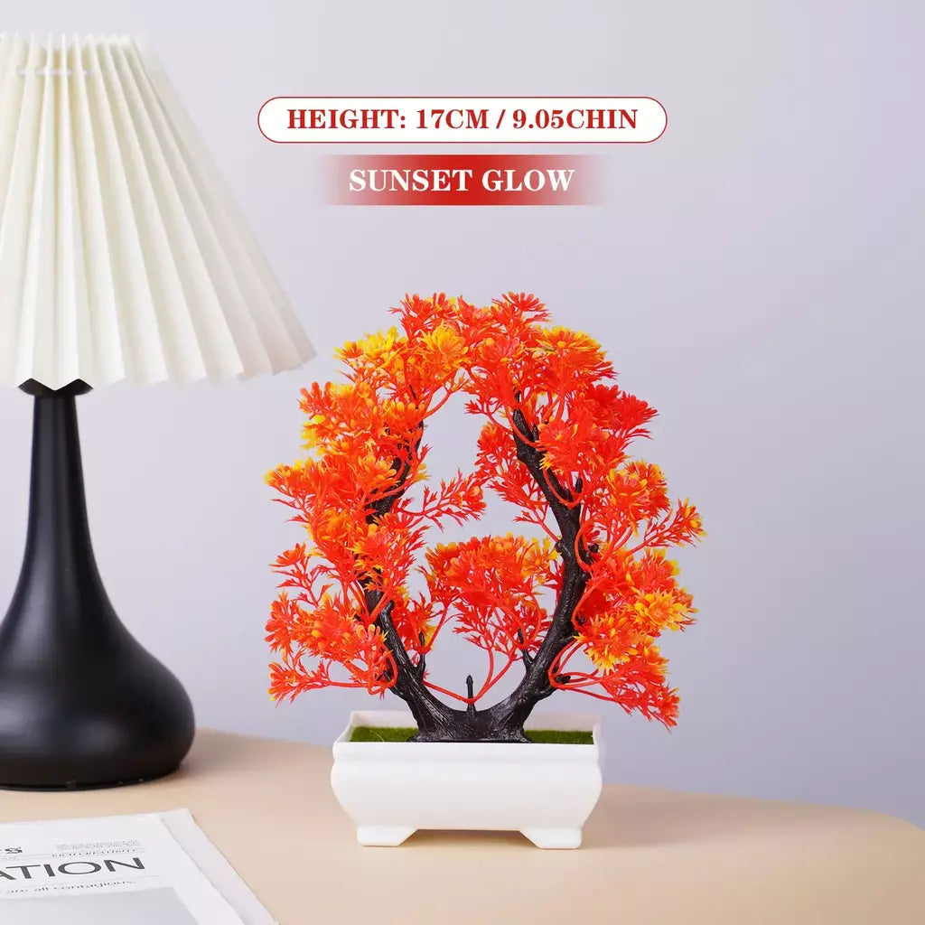Plantas artificiais em vaso bonsai lindas pequenas plantas de árvore flores falsas ornamentos em vaso para casa jardim decoração oficial do hotel