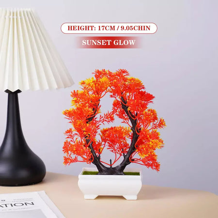 Plantas artificiais em vaso bonsai lindas pequenas plantas de árvore flores falsas ornamentos em vaso para casa jardim decoração oficial do hotel