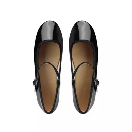 Sapatilhas Mary Jane para mulheres, sapatilhas de couro brilhante, dedo do pé redondo, sapatilhas femininas, dança, bola, nupcial, casamento
