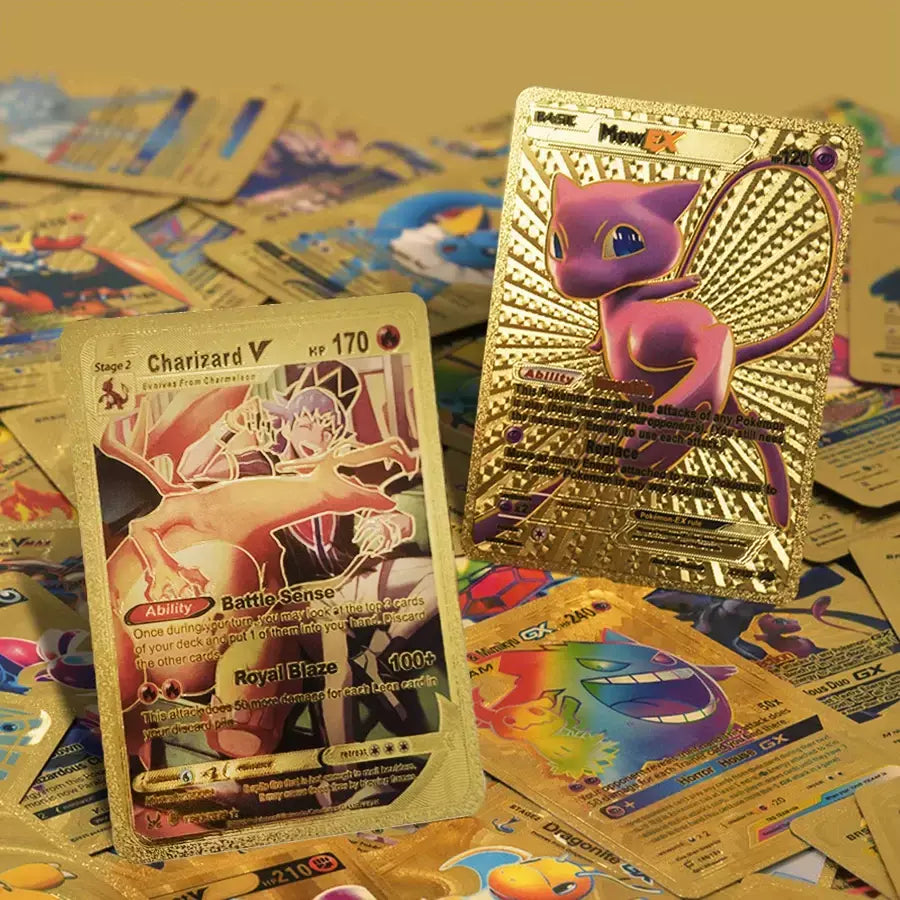 Novo 27-110 pçs cartas pokemon cartões francês inglês espanhol alemão folha de ouro silve cartões charizard vmax gx jogo coleção cartão
