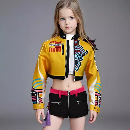 Crianças cosplay desempenho traje roupa K-POP rumi grupo concerto roupas de halloween brinco acessório roupa tamanho 110-160