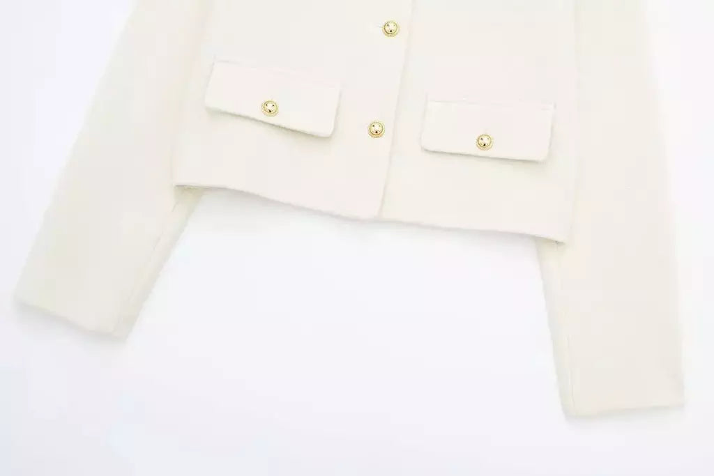 TRAF-Casaco Cropped feminino com botão dourado, blazer bomber, streetwear chique, blusa de casacos femininos, moda primavera, 2022