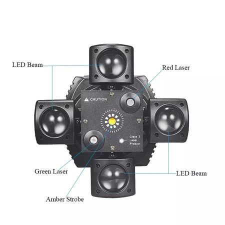 Controle remoto led feixe de luz cabeça móvel dmx vermelho & verde laser âmbar flash efeito iluminação dj discoteca festa luzes palco