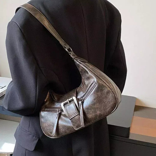 Bolsas de ombro de couro PU para mulheres, design de cinto retrô bolsas vintage pequenas femininas, bolsa transversal axilar, bolsas da moda, Y2K, 2024