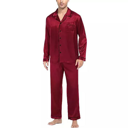 Conjunto de pijama com cardigã de manga comprida masculino, monocromático, lapela, casual, roupa de casa simples, pijamas, plus size, juventude, outono, inverno, 2 peças, conjunto