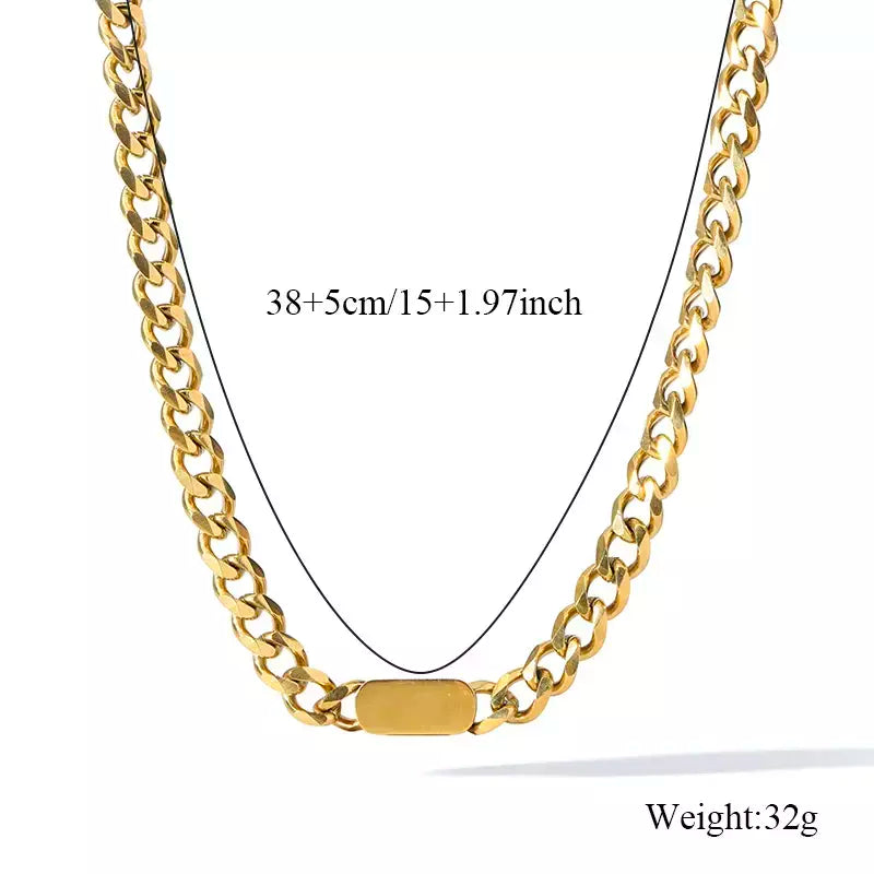 Eilieck 316l aço inoxidável metal charme corrente colar jóias de declaração 18k pvd banhado colar de pescoço corrente para mulher