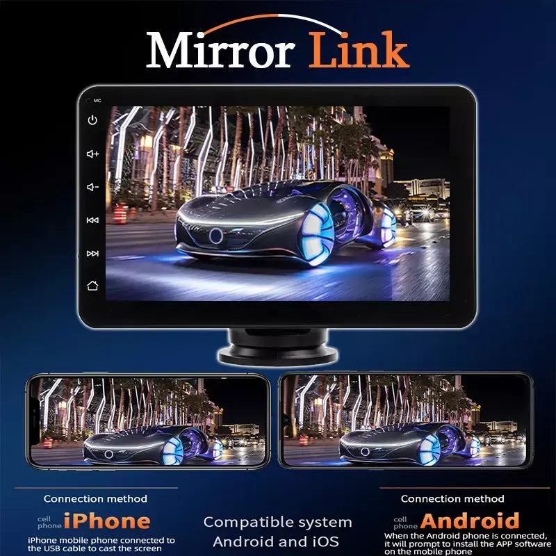 Hippcron 7 polegada rádio do carro reprodutor de vídeo multimídia portátil estéreo sem fio carplay android auto para universal 12-24v autoradio