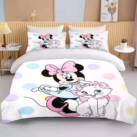 Disney-Minnie Mouse Impresso Conjunto de Cama para Crianças e Adultos, Capa de Edredão, Consolador, Fronha, Rosa, Rei, Amor, Desenhos Animados, Meninos, Meninas, Adultos, Presente