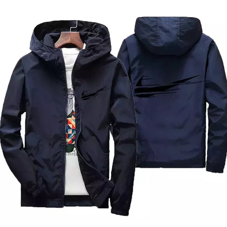 Jaqueta impermeável com capuz masculino, blusão, outwear masculino, streetwear casual, roupas da moda, primavera, outono, 2024