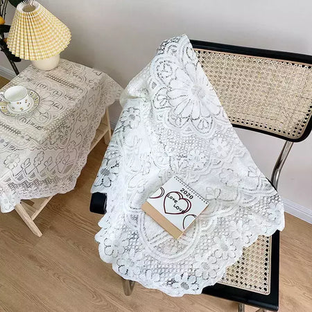 Toalha De Mesa De Renda Branca, Cobertura De Mesa De Jantar, Decoração De Festa De Casamento, Tampas De Mesa, Sala De Estar, Decoração De Mesa