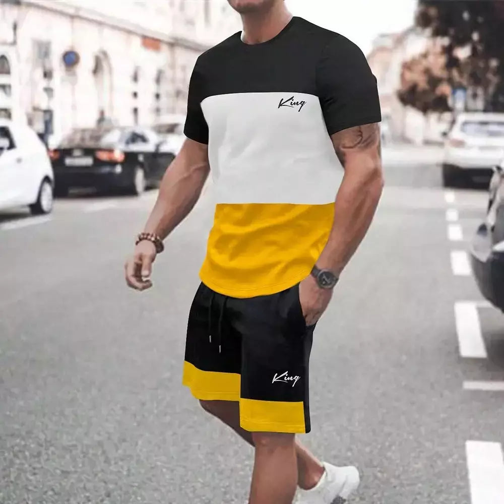 Conjunto de camiseta e shorts casuais masculinos, tops de praia estampados em 3D, moda streetwear, roupas esportivas, estilo havaiano, novo, 2 peças