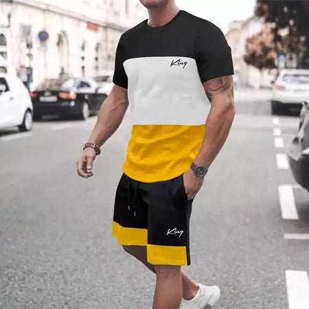 Conjunto de camiseta e shorts casuais masculinos, tops de praia estampados em 3D, moda streetwear, roupas esportivas, estilo havaiano, novo, 2 peças
