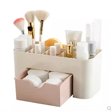 Desktop dupla camada organizadores de maquiagem caixa de armazenamento gavetas cosméticos caixa de exibição de jóias caso recipiente caixas organizador novo