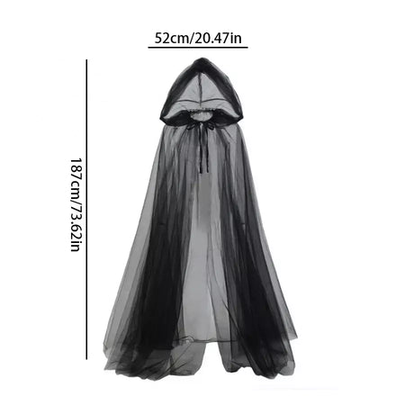 Preto nupcial xale bruxa vampiro cosplay manto halloween capa dupla jogo festa traje adereços férias vestir-se