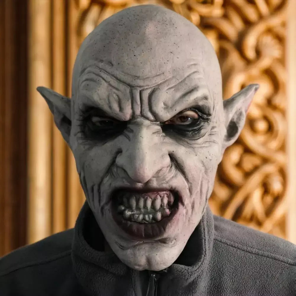 A máscara Nosferatu Máscara de vampiro cinza Halloween Dentes de vampiro Máscara de látex Adulto Tamanho único Máscara de fantasia de látex
