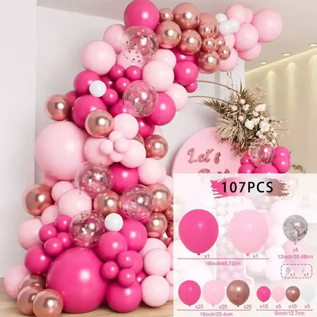 Conjunto de arco de guirlanda de balão multicolorido rosa e azul, decoração de festa de aniversário, suprimentos para festa de casamento