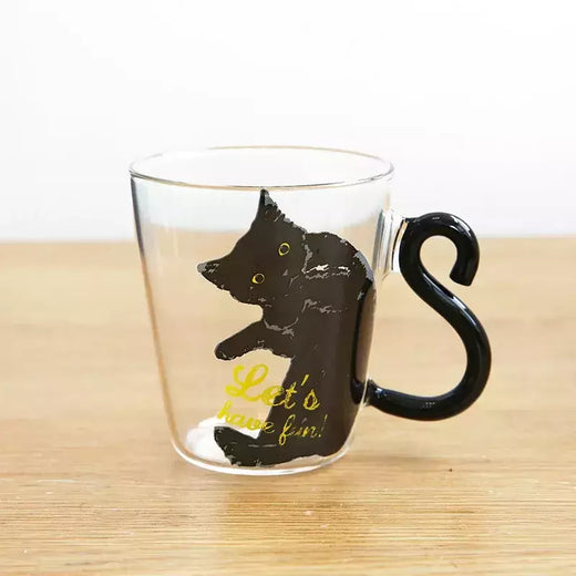 Cat Glass Coffee Mug with Handle, 250ml, Bonito, Leite, Chá, Suco, Água, Chávena, Casa, Cozinha, Escritório, Drinkware, Tumbler Gift