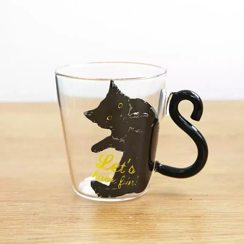 Cat Glass Coffee Mug with Handle, 250ml, Bonito, Leite, Chá, Suco, Água, Chávena, Casa, Cozinha, Escritório, Drinkware, Tumbler Gift
