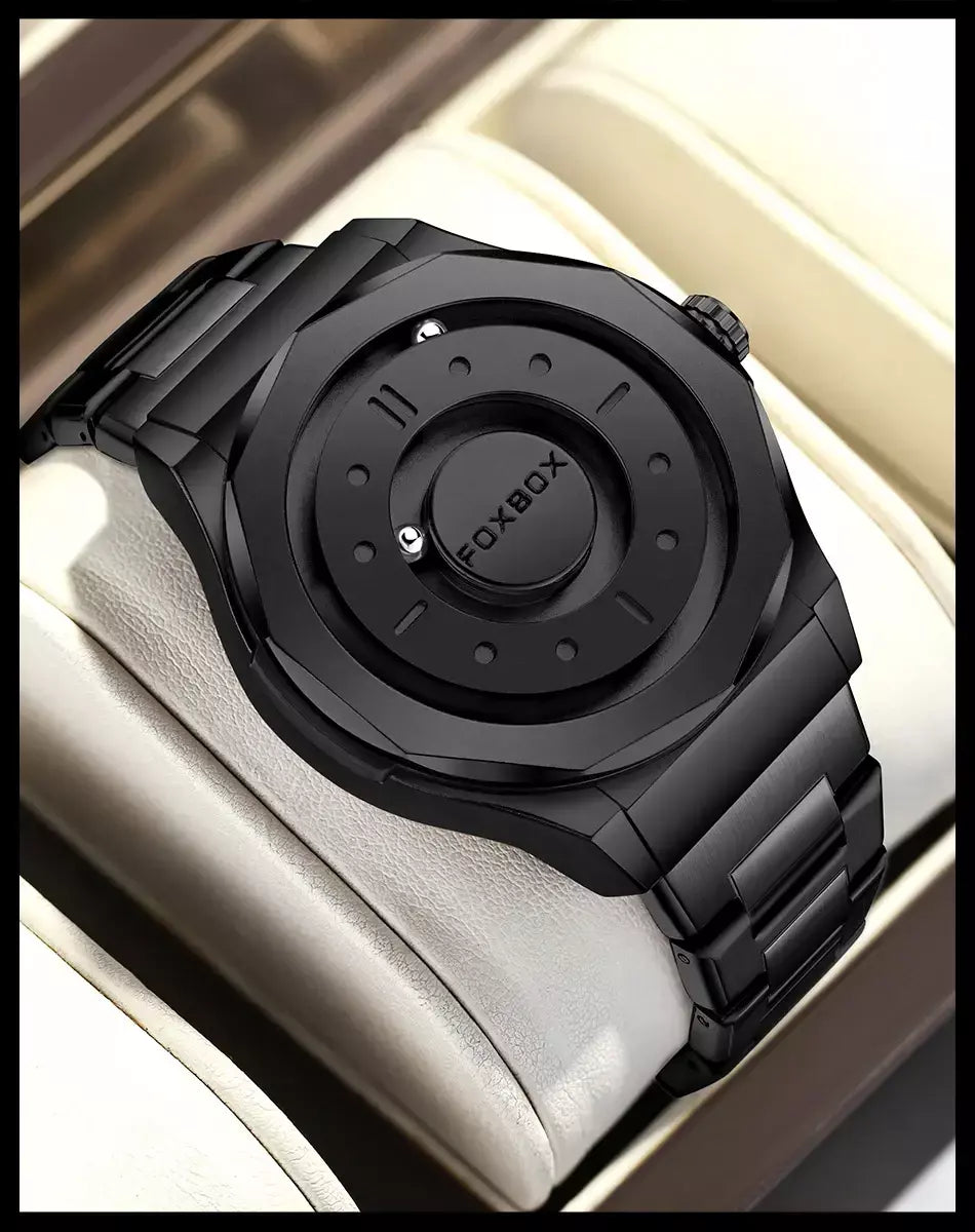 Foxbox criativo rolagem ponteiro força magnética relógios de pulso quartzo masculino esportes ao ar livre relógio à prova dwaterproof água masculino relogio masculino