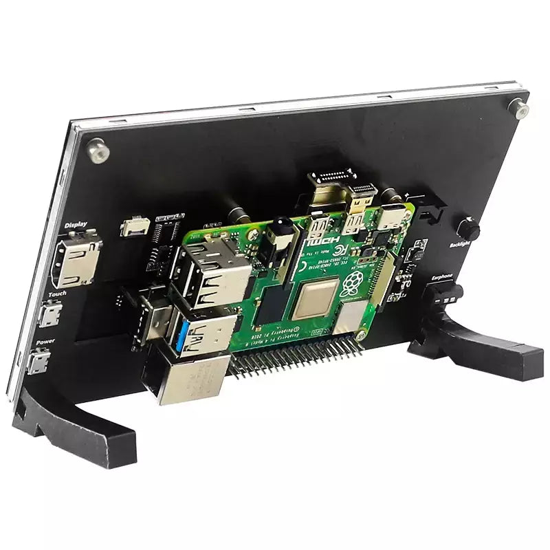 7 Polegada display portátil ips lcd tela de toque capacitivo 1024x600 monitor alto-falantes opcionais para raspberry pi 5 4b 3b + computador portátil