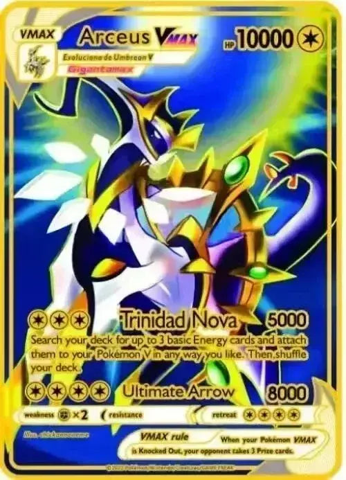 Pokemon English Metal Card Anime Pikachu Charizard Mewtwo Arceus Frog Flower Vmax GX Letters Game Collection Card Kids Toy Gifts