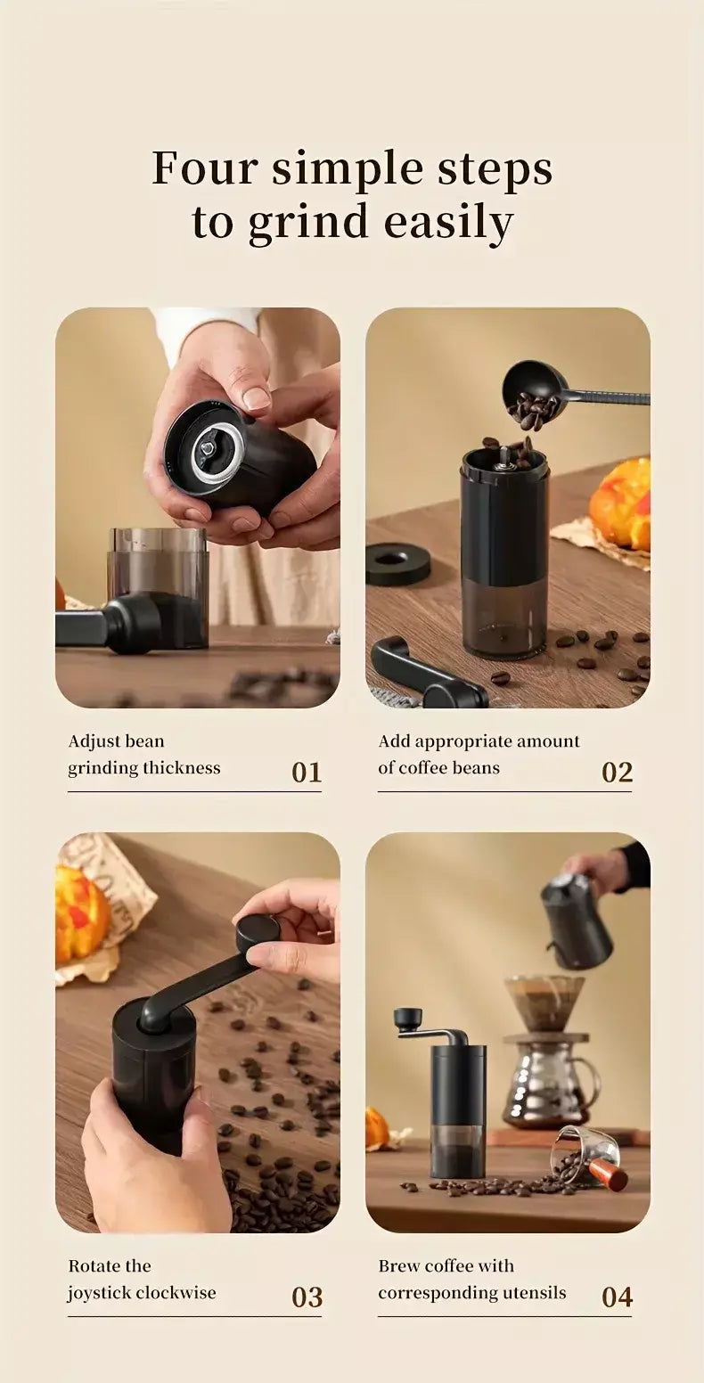 Moedor de café manual portátil, máquina manivela, moedor de feijão ajustável, viagem ao ar livre em casa, pequeno