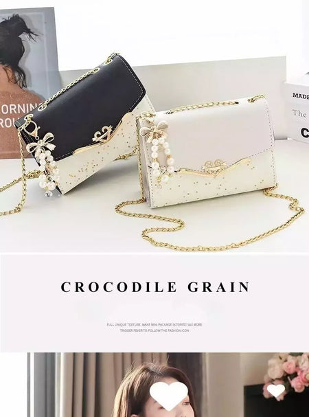 Lantejoula embelezada PU poliéster bolsa crossbody para senhoras, bolsa de ombro pequena, pingente cruz quadrada borla, moda na moda