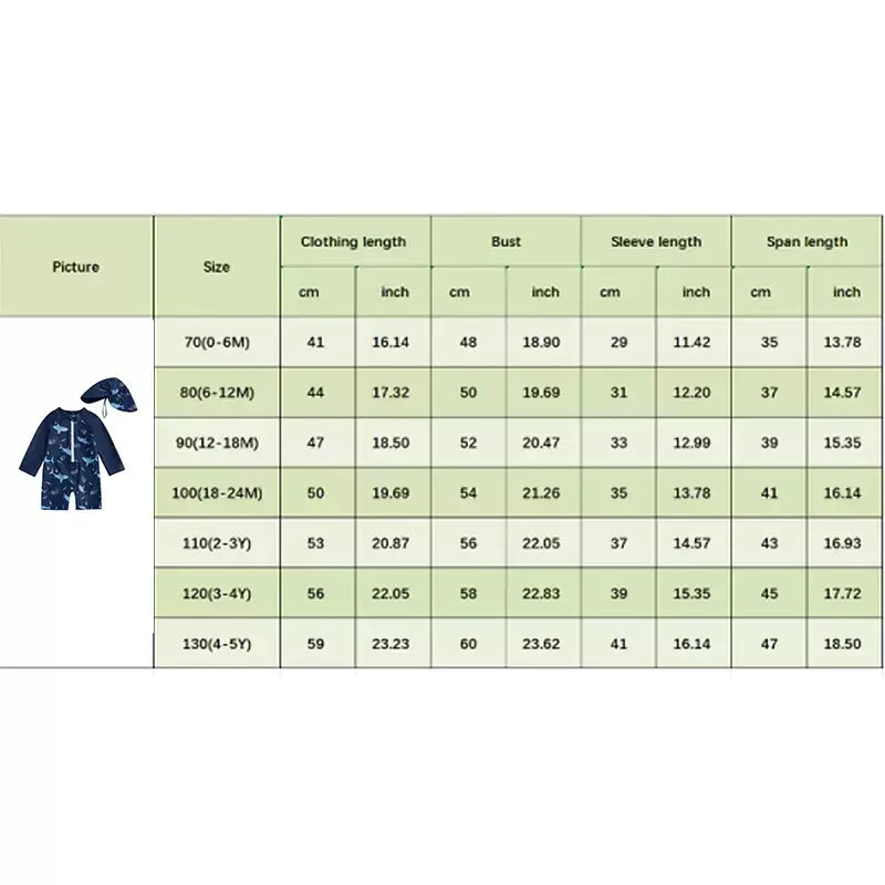 Maiô infantil de 0 a 5 anos, roupa de banho com estampa de tubarão, manga longa, meio zíper, com chapéu de sol, 2 peças, roupa de banho para crianças pequenas