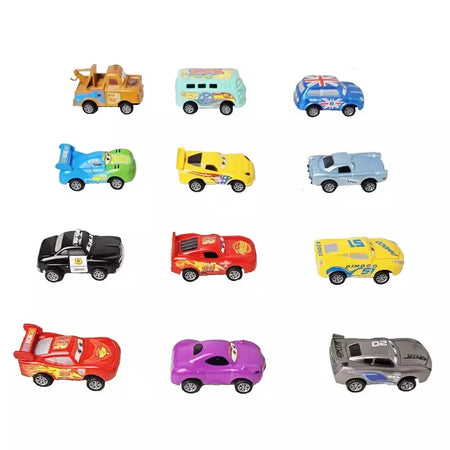 Mini 12 pçs disney pixar carros 3 pistão copo rebote carro coleção relâmpago mcqueen jackson tempestade pvc modelo de carro brinquedo para crianças