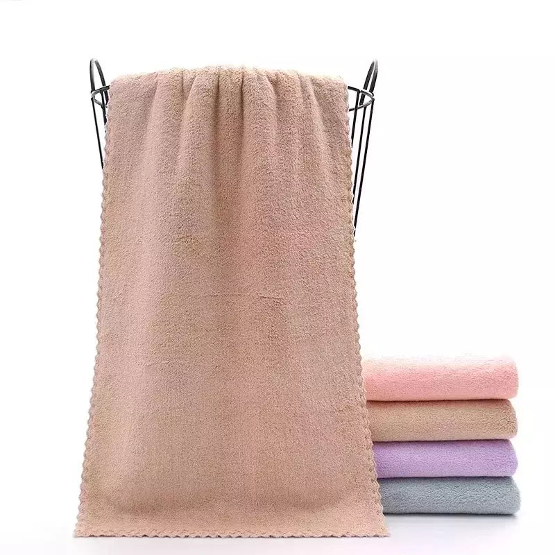 Toalha de rosto absorvente de microfibra grossa, alta densidade, velo coral, secagem rápida, macio, absorvente, limpo, rosto