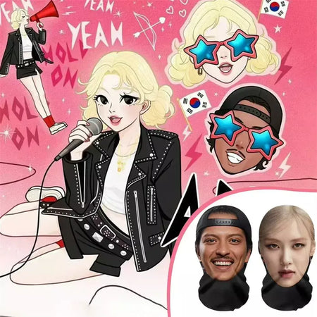Máscara facial completa interessante 3D impressa máscara de malha de simulação sem costura para homens e mulheres Apt Canções Fontes de festa Adereços de cosplay