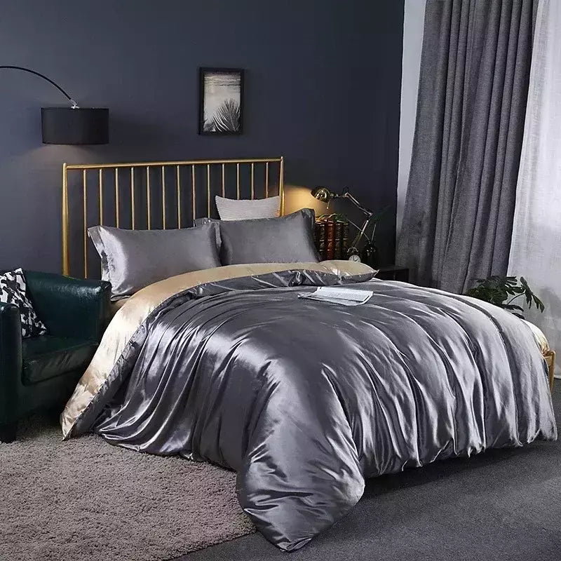 Luxo Satin Bedding Set Capa de edredão com fronha Estilo Europeu King Queen Size Confortável Bed Set Covers Folha de linho