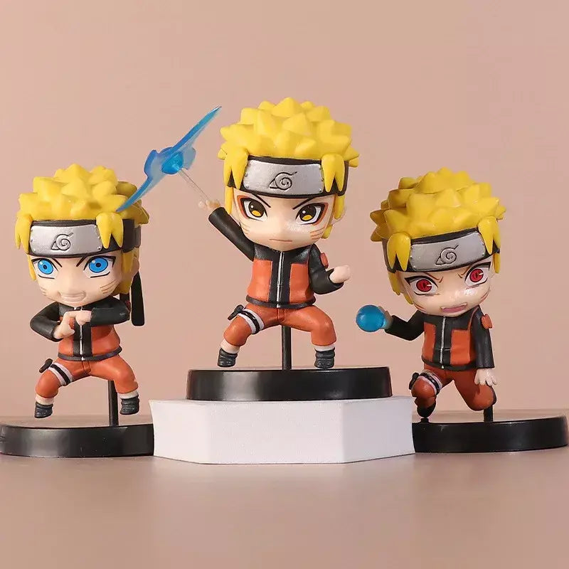 Naruto Action Figure Anime para Adultos, Uchiha Itachi, Kakashi Cartoon Toys, Ornamento Colecionável Itachi Akatsuki, Presente, 11cm, 3 peças por conjunto