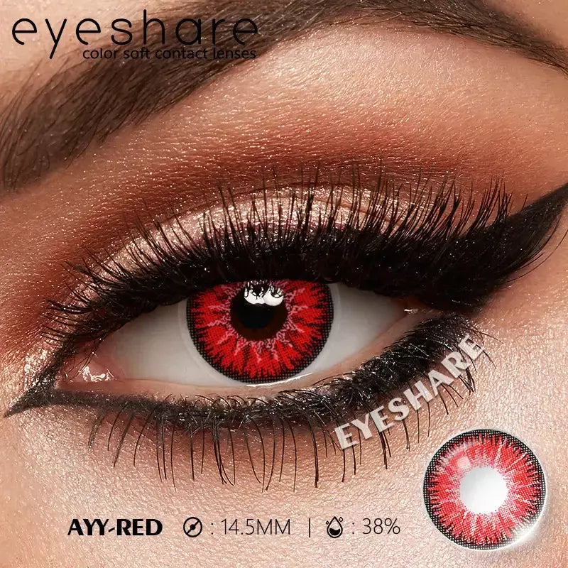 Eyeshare 1 par cosplay lentes de contato coloridas brancas lentes de contato vermelhas anime lentes de olho preto halloween beleza maquiagem lentes