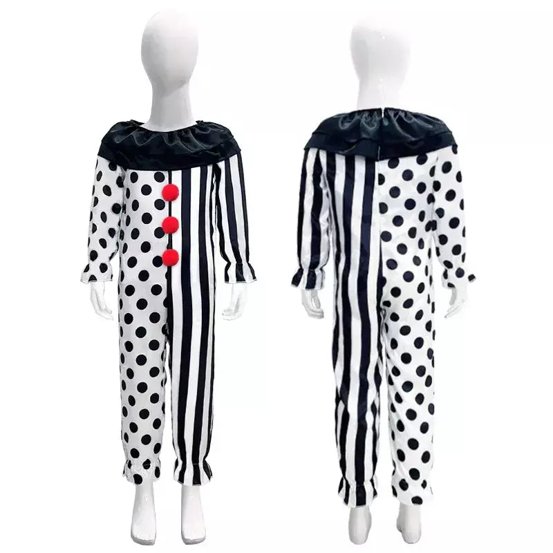 Crianças meninos meninas terrifier 3 cosplay coringa traje com máscara chapéu macacão halloween palhaço vestido criança bodysuit roupas de carnaval