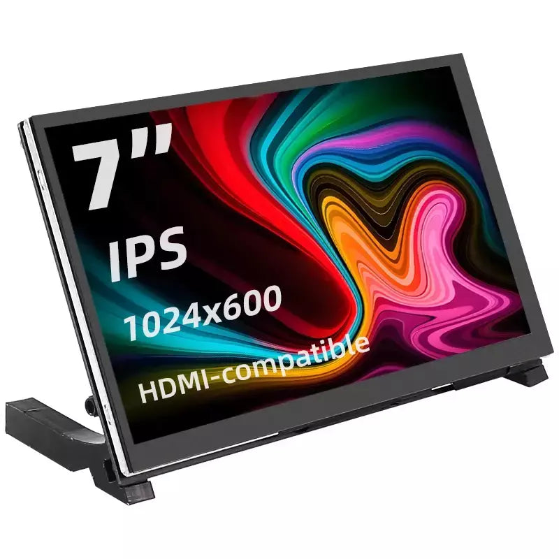 7 Polegada display portátil ips lcd tela de toque capacitivo 1024x600 monitor alto-falantes opcionais para raspberry pi 5 4b 3b + computador portátil