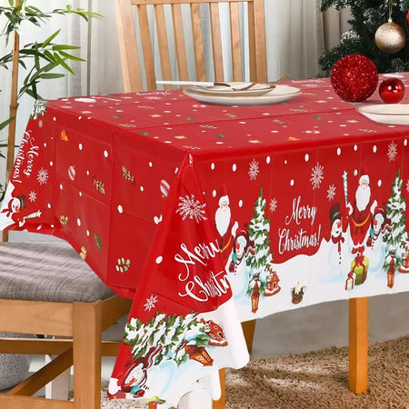Toalha de mesa Merry Christmas Snowman para decoração de casa, toalha de mesa, inverno, ano novo, 2022, 2024