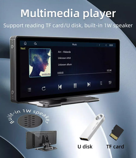 Bqcc 10.26 Polegada portátil sem fio carplay tela hd câmera de ré traseira rádio do carro dvr mp5 multimídia player vídeo android auto