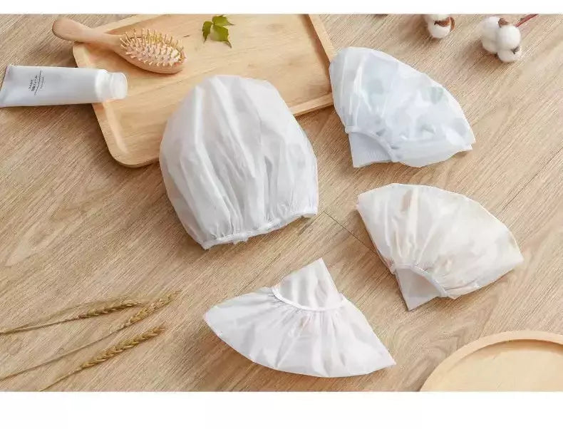 Touca de banho impermeável para mulheres e homens, tampa de cabelo seco, banho, anti-óleo, fumaça, cuidados com os cabelos, casa, 5pcs