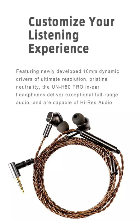 Uncjc fone de ouvido com fio de alta resolução usb c fones de ouvido embutidos USB-C dac par trançado cabo de 2 pinos iem fones de ouvido alugues áudio com microfone