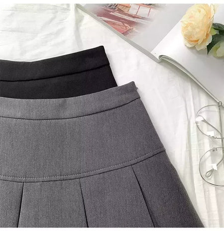 Mini vestido de cintura alta feminino, Cinza, Emagrecimento, Versátil, Anti-Exposição, Saia Linha A, Design, Sentido, Primavera, Outono, Novo, 2022
